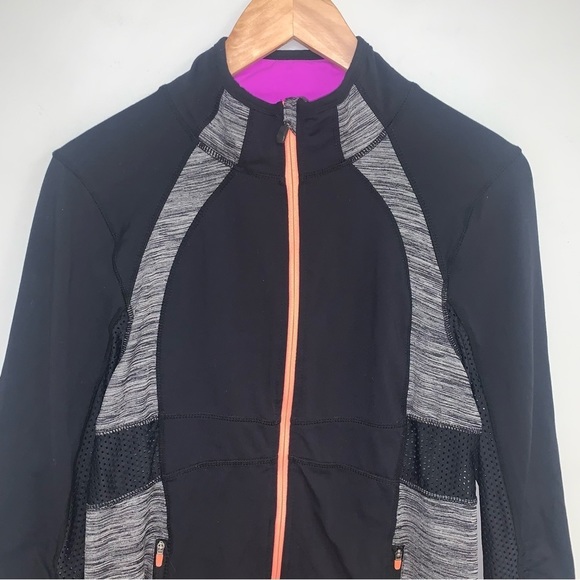 Kyodan Workout Jacket Women's Size Medium Black Peach Full Zip Mesh Lightweight - Picture 4 of 9